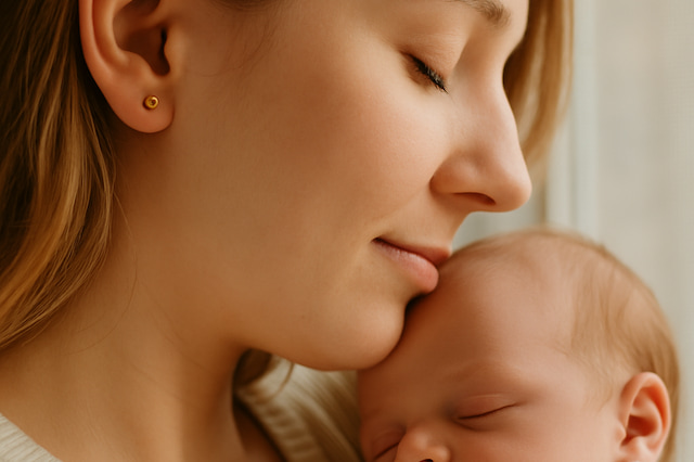 עגילי זהב לנשים בהריון ואמהות